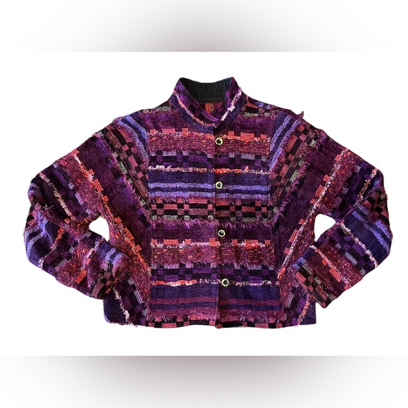 LUCILLE CRIGHTON Handwoven Artisan Jacket Size 8 - Picture 2 of 10